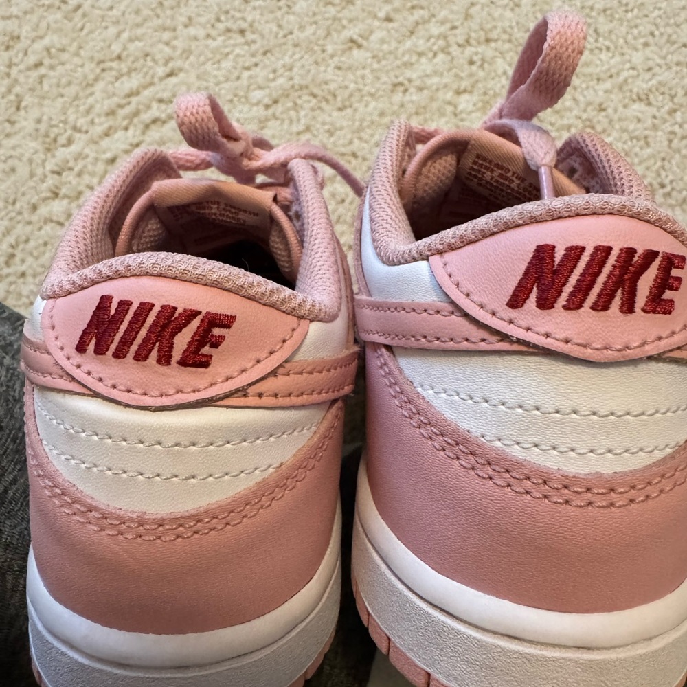 Nike Kids Dunk Low Pink and White Kids' Sneakers 2.5Y - Picture 3 of 5